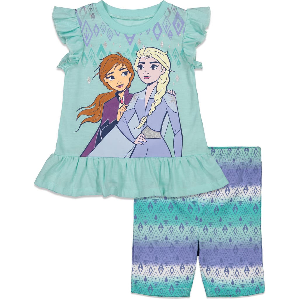 Disney Frozen T-shirt & Bike Shorts Set In Blue