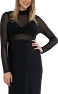 MOTHERHOOD MATERNITY Long Sleeve Bodycon Mesh Maternity Top