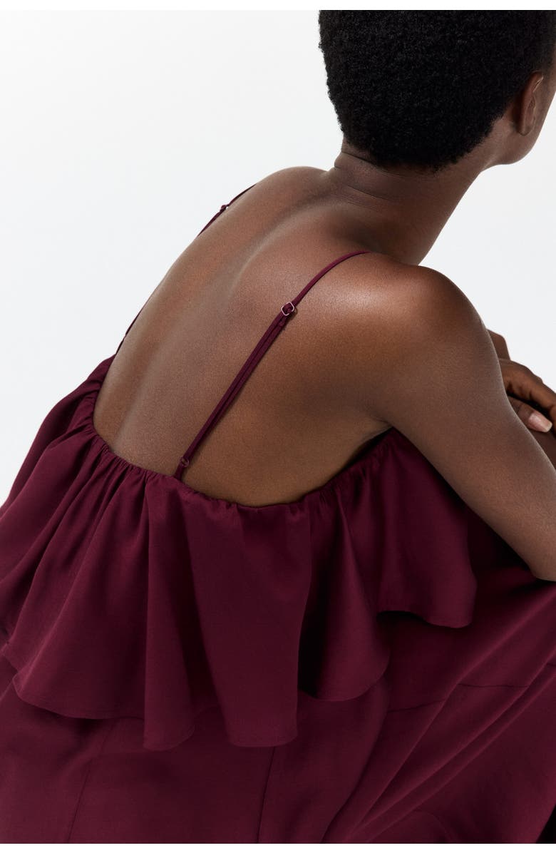 H&M Frill-trimmed A-line Dress, Alternate, color, Burgundy