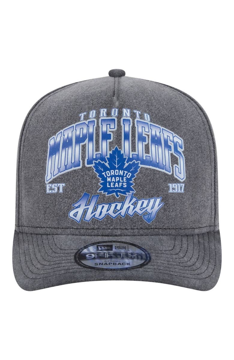 New Era Men's New Era Charcoal Toronto Maple Leafs Throwback Washed A-Frame Pre-Curved 9FIFTY Snapback Hat, Alternate, color,