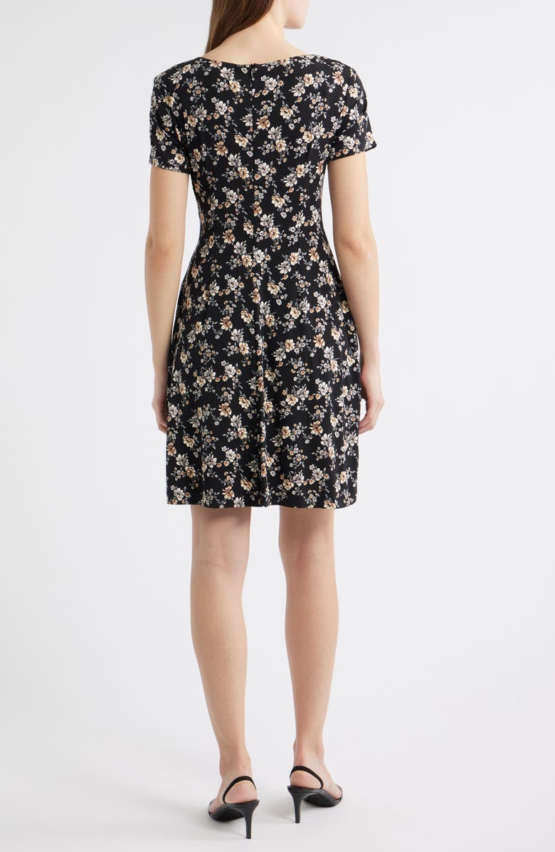 Connected Apparel Floral Dress, Alternate, color, Black