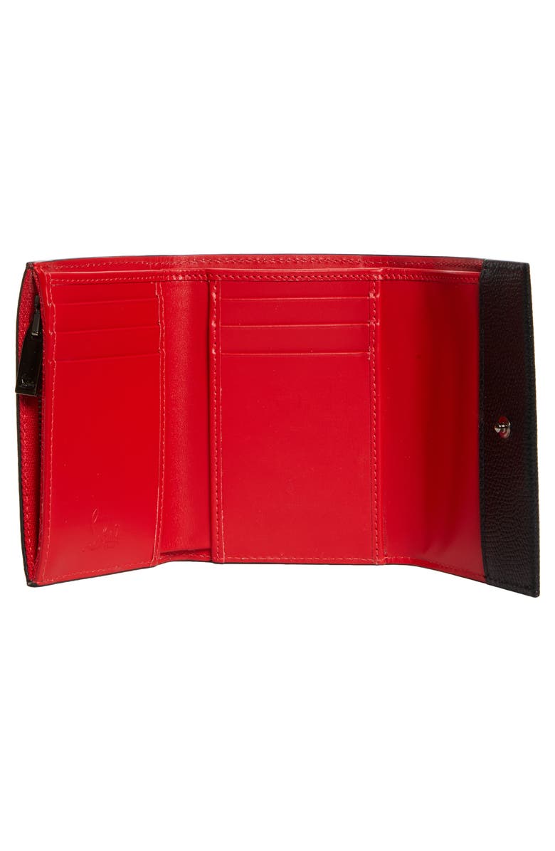 Christian Louboutin Mooncrest Compact Leather Trifold Wallet, Alternate, color, Black