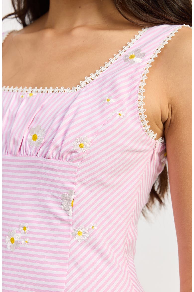 Abby Stripe Embroidered Drop Waist Minidress, Alternate, color, PINK TONAL