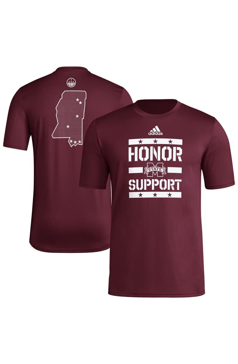 adidas Men's adidas Maroon Mississippi State Bulldogs Honor & Support Pre-Game T-Shirt, Main, color, Maroon