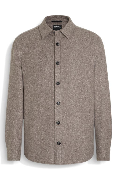 Zegna Cashmere And Silk Overshirt In Brown