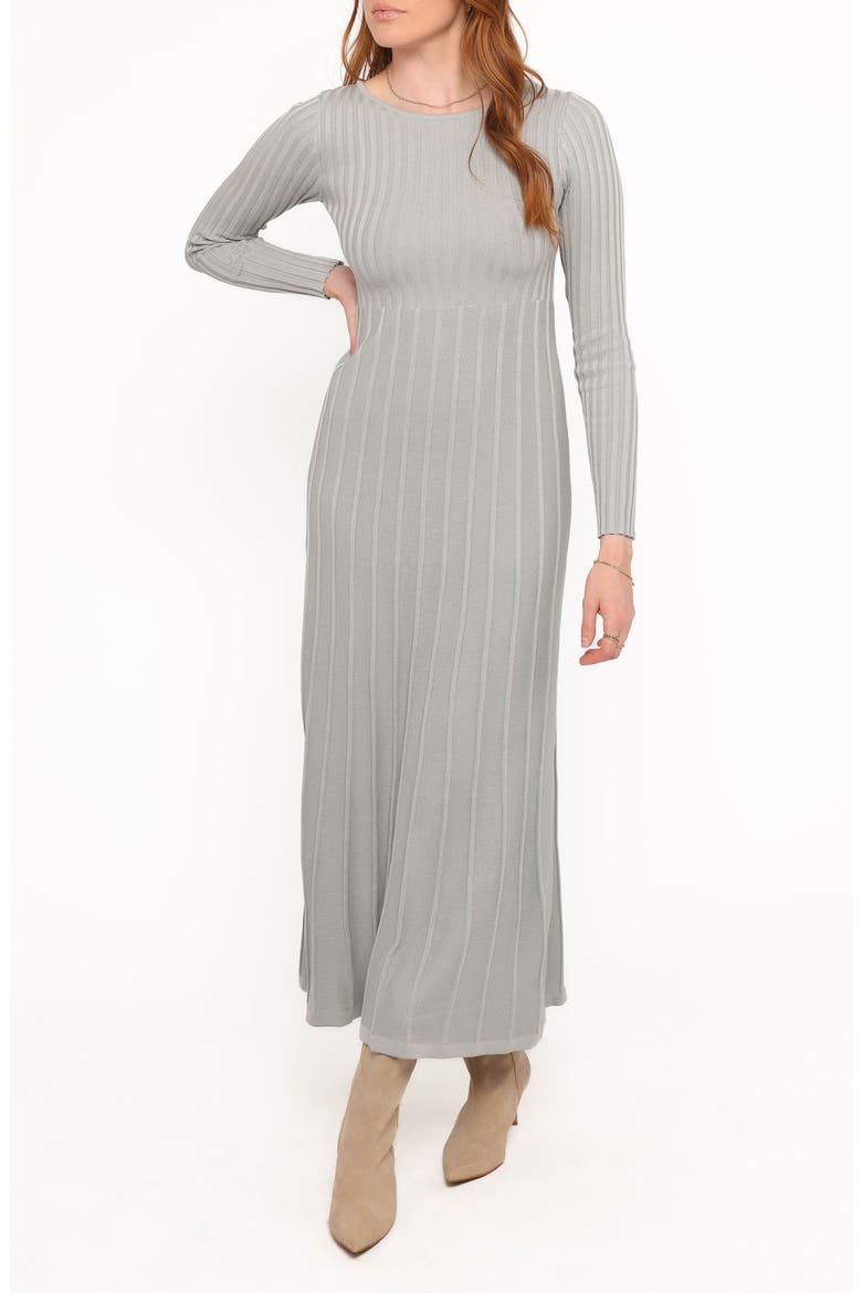 Alison Long Sleeve Rib Maxi Dress, Main, color, GREY