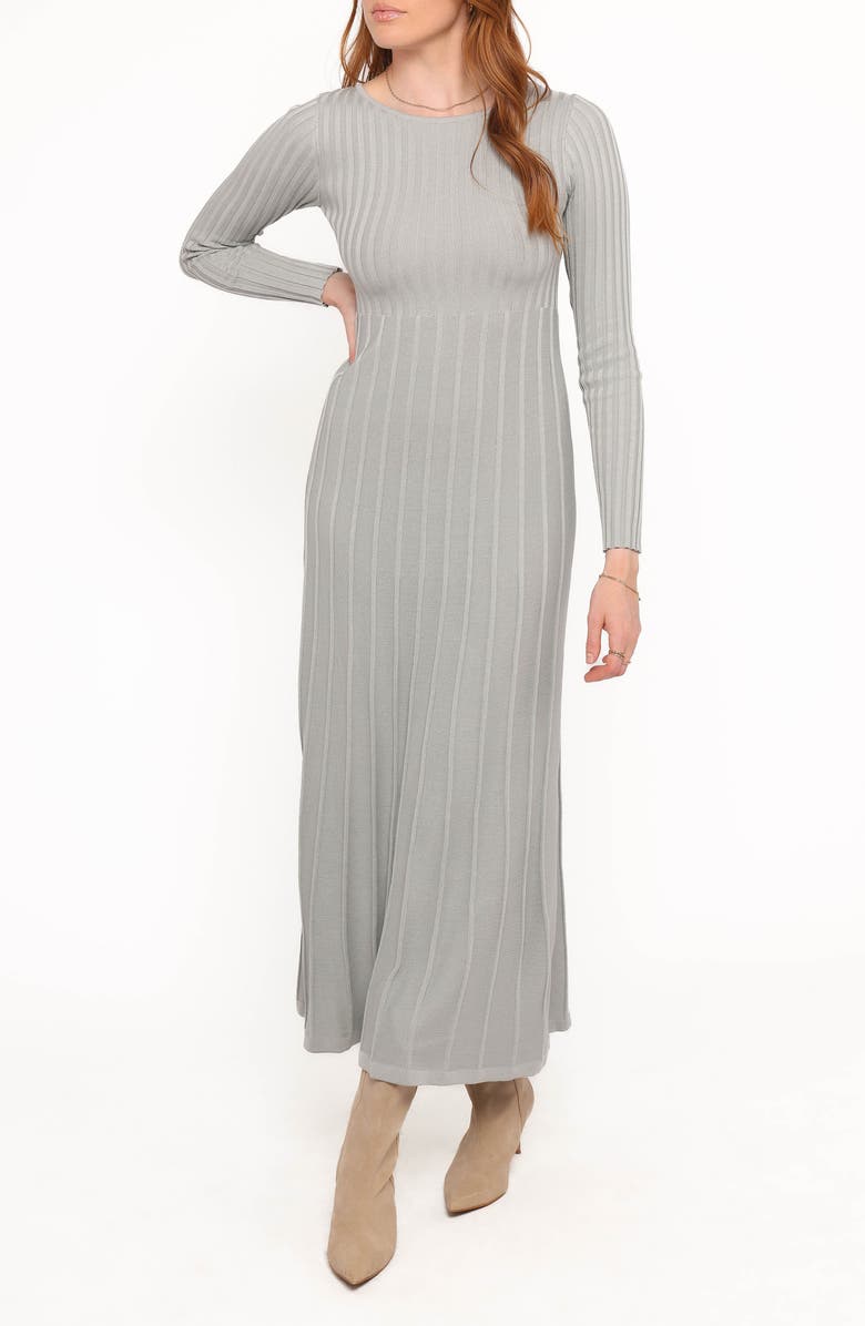Petal & Pup Alison Long Sleeve Rib Maxi Dress, Main, color, Grey