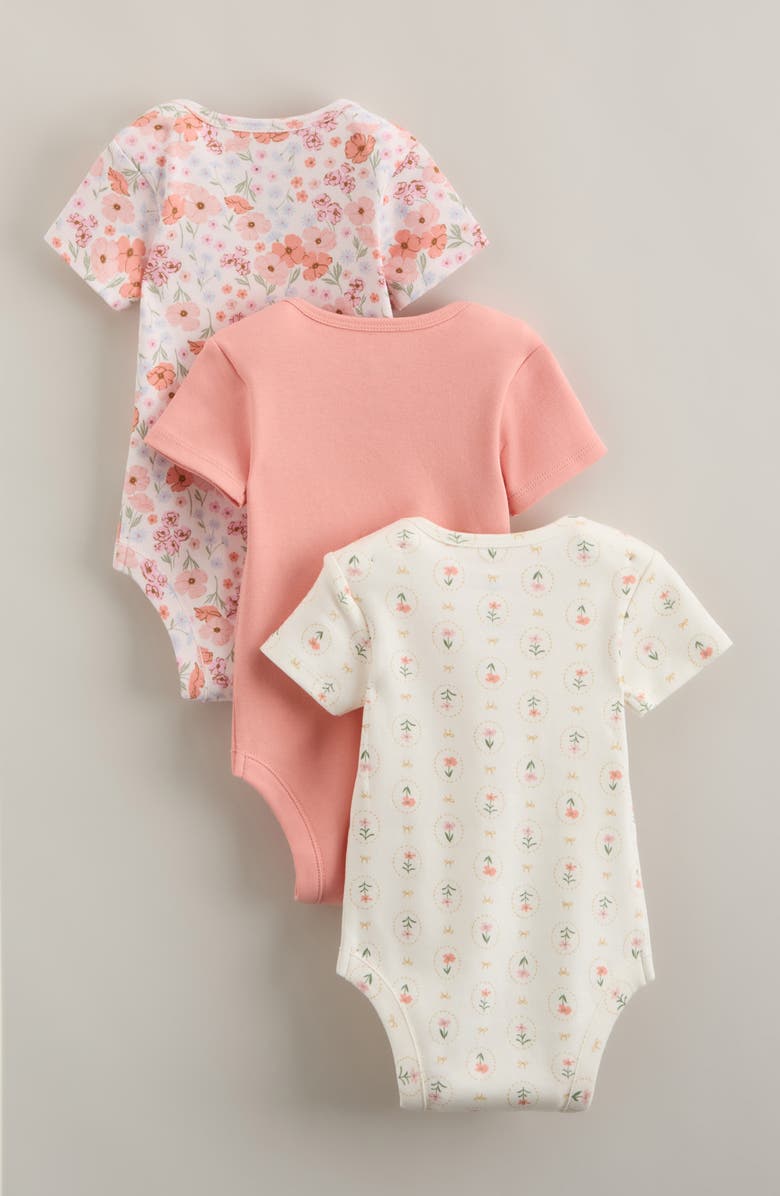Nordstrom Grow With Me 3-Pack Assorted Bodysuits, Alternate, color, Pink Poppy Pack