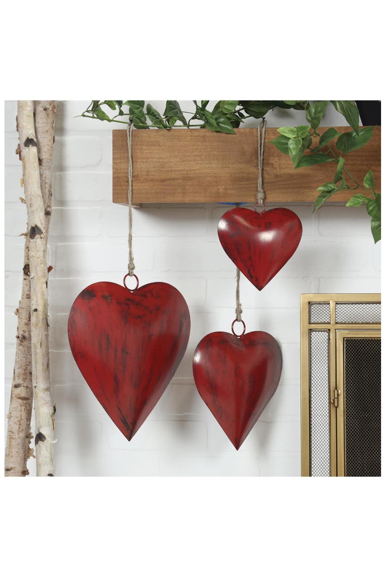 Eclectic Heart Set of 3 Meditation Bells, Alternate, color, RED