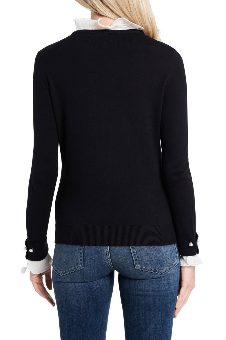 Ruffle Detail Cotton Blend Sweater, Alternate, color, RICH BLACK