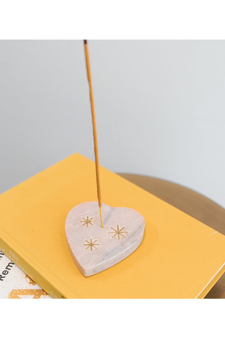 Jaipuri Heart Incense Holder - Pink Carved Marble, Alternate, color, Pink