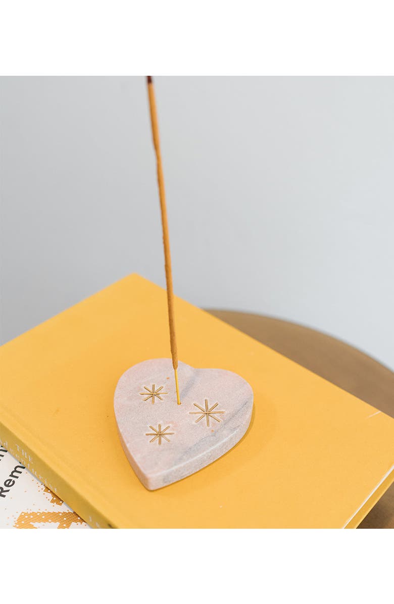 Matr Boomie Jaipuri Heart Incense Holder - Pink Carved Marble, Alternate, color, Pink
