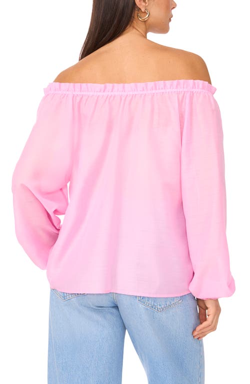 Two By Vince Camuto Off The Shoulder Long Sleeve Button-up Top In Pink Lilac