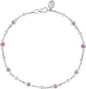 EFFY Sterling Silver Pink Sapphire & Diamond Station Chain Bracelet