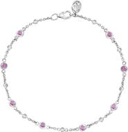 EFFY Sterling Silver Pink Sapphire & Diamond Station Chain Bracelet
