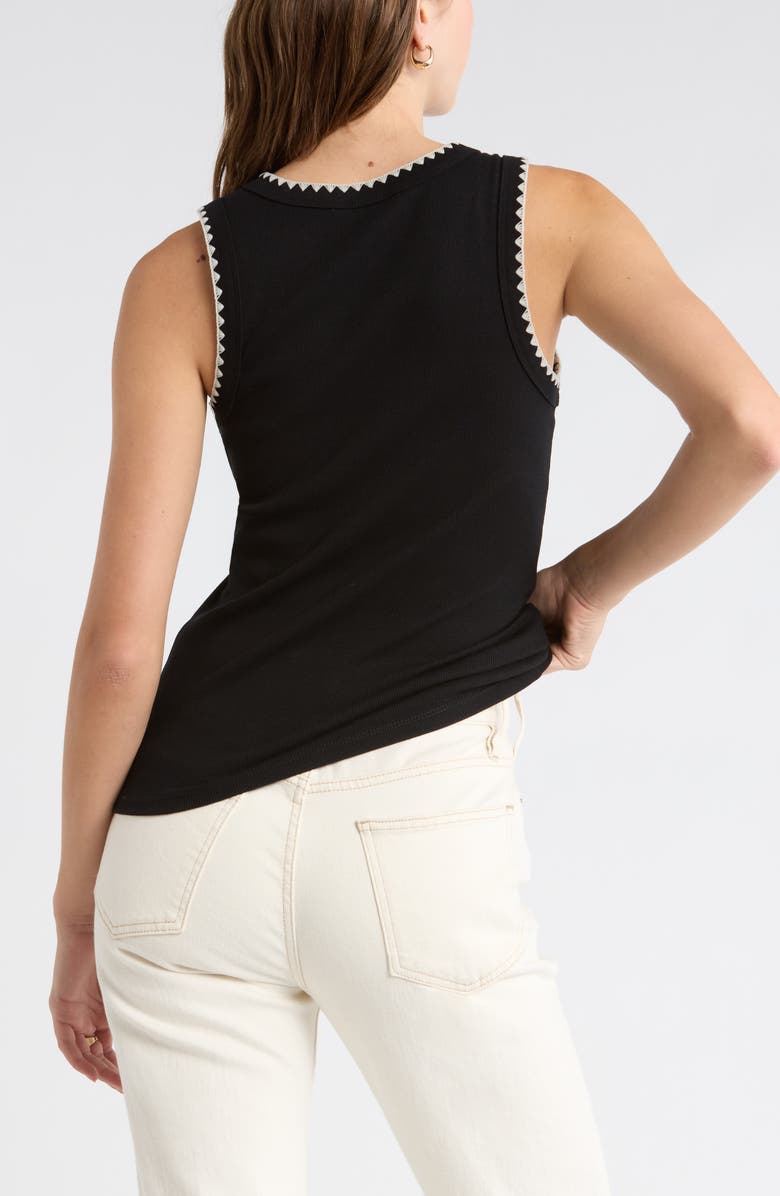 Caslon<sup>®</sup> Whipstitch Tank, Alternate, color, Black- Beige Trim