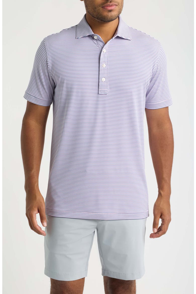 Rondo Crown Crafted Stripe Performance Jersey Polo, Main, color, WHITE / LIGHT MOCHA