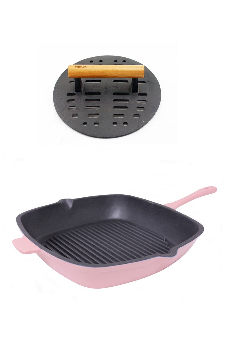 Neo 2-Piece Cast Iron Grill Set, Main, color, PINK