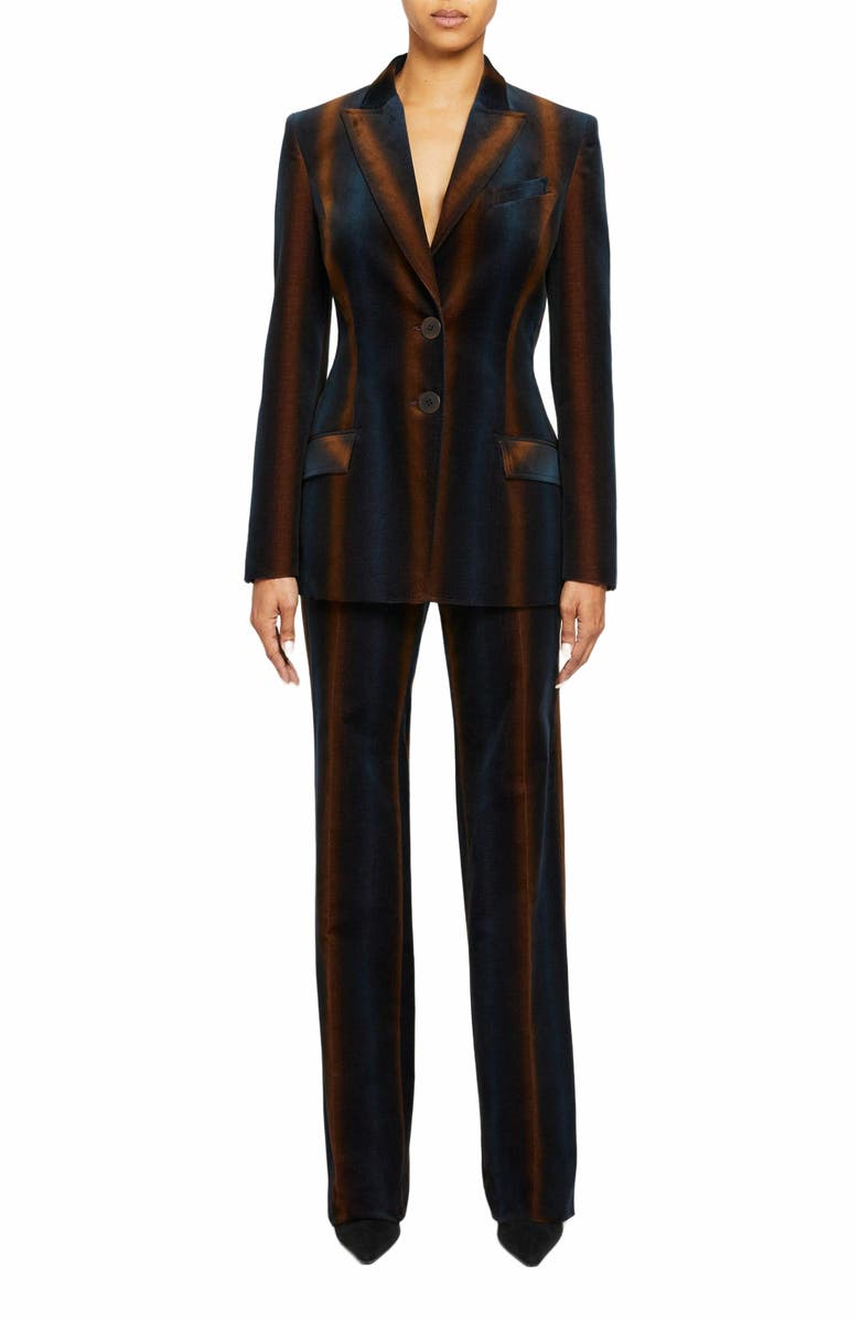 Santorelli ENRICA Double Button Blazer in Ombre Striped Velvet, Alternate, color, 
