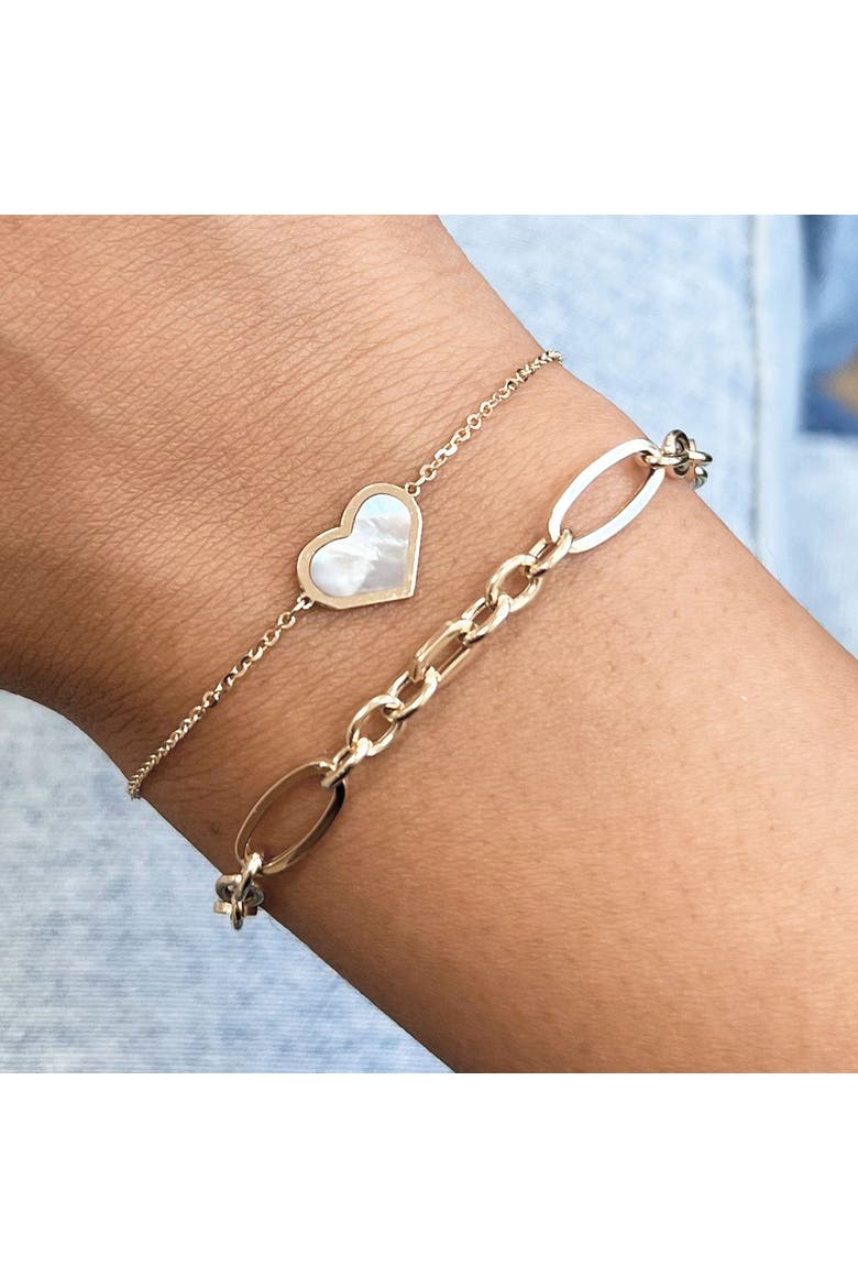 Mother of Pearl Single Heart Bracelet, Alternate, color, Mother of Pearl