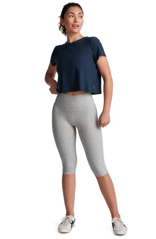Shop Beyond Yoga Featherweight Supreme Crop T-shirt In Nocturnal Navy