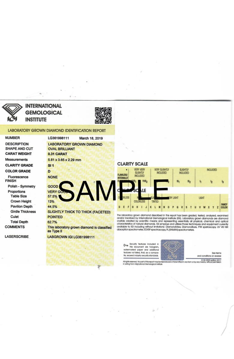 Bliss Diamond VS 3/4Ct Certified Lab Grown Oval Diamond Studs 14k Gold Earrings, Alternate, color,