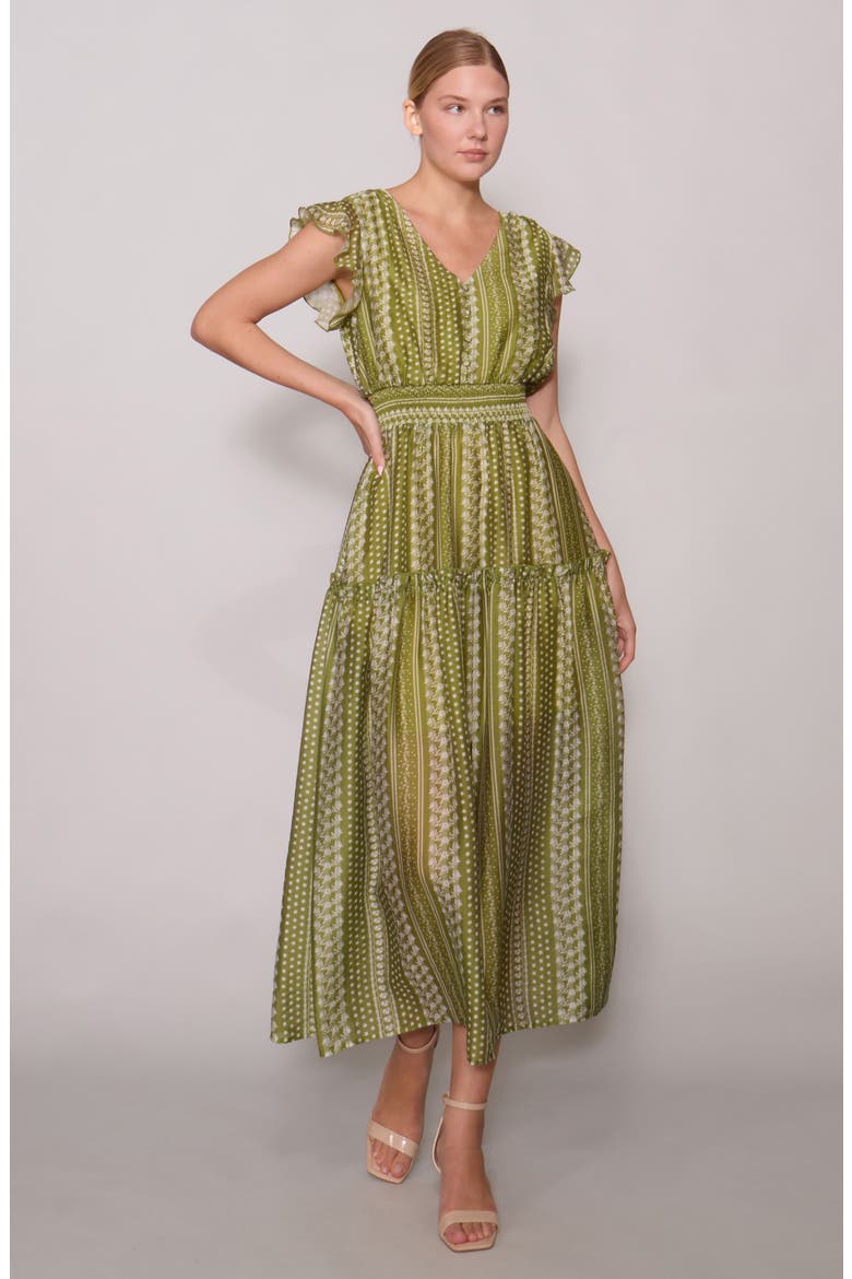 Flutter Sleeve Maxi Dress, Alternate, color, GREEN