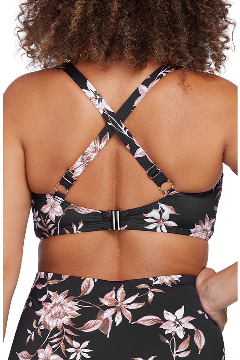 Raphael Cross Front Floral E- & F-Cup Bikini Top, Alternate, color, BLACK