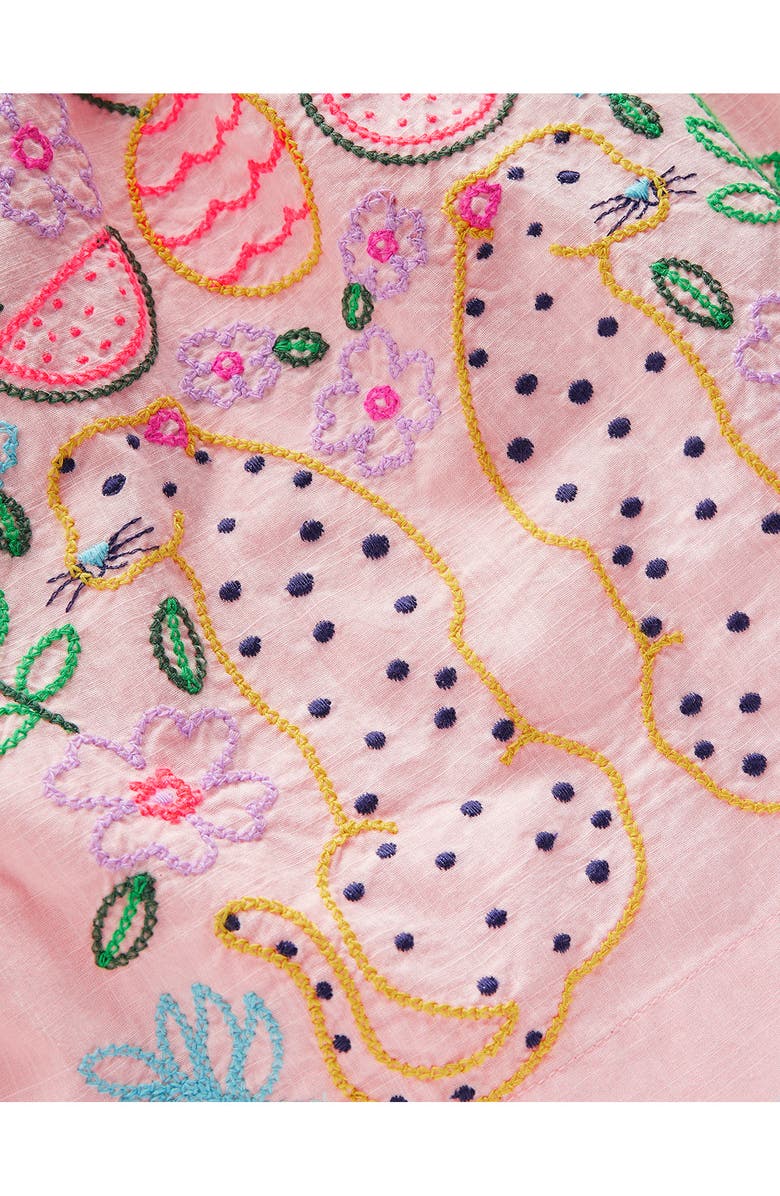 Mini Boden Kids' Embroidered Cotton Sundress, Alternate, color, Pink Jungle Embroidery
