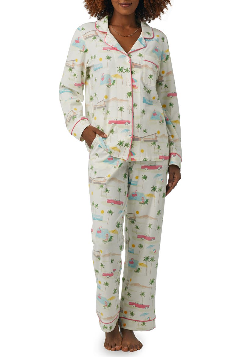 Print Stretch Organic Cotton Jersey Pajamas, Main, color, WELCOME TO PALM SPRINGS
