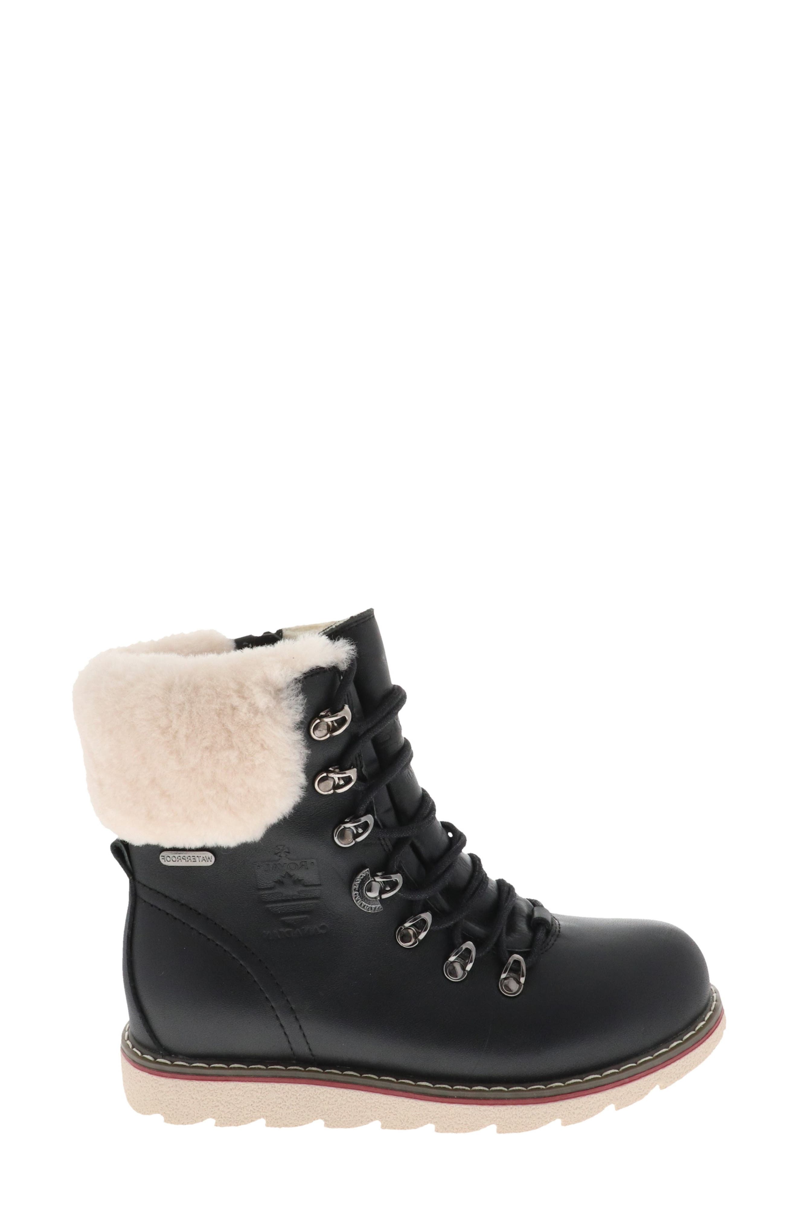 Cambridge Waterproof Snow Boot with Genuine Shearling Cuff, Alternate, color, BLACK LEATHER