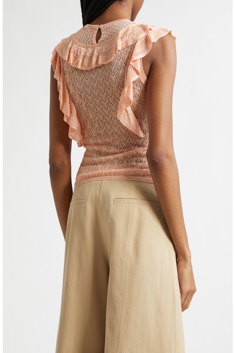 Angelica Ruffle Detail Sleeveless Sweater, Alternate, color, PEONY