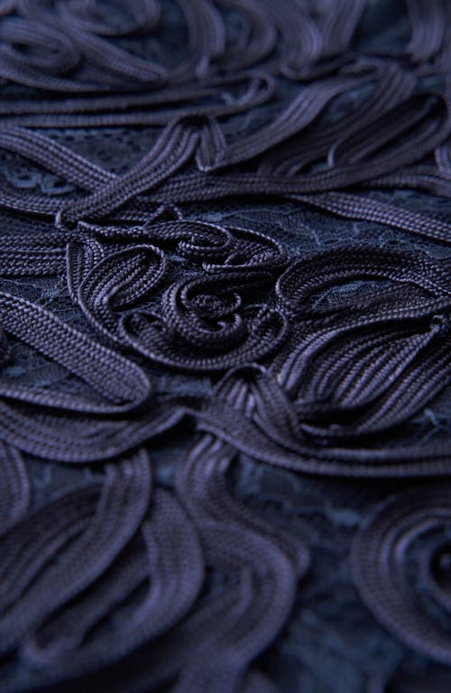 Js Collections Zaria Soutache Lace Cocktail Dress In Deep Navy