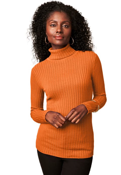Ribbed Cotton Turtleneck Sweater (Plus)