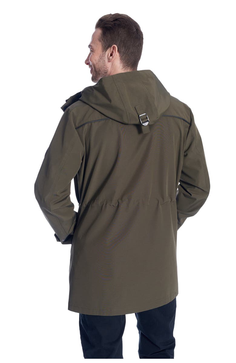 Alpine North BANKS - Weather Resistant Storm Jacket with Drawstring Hood Raincoat, Alternate, color, Army