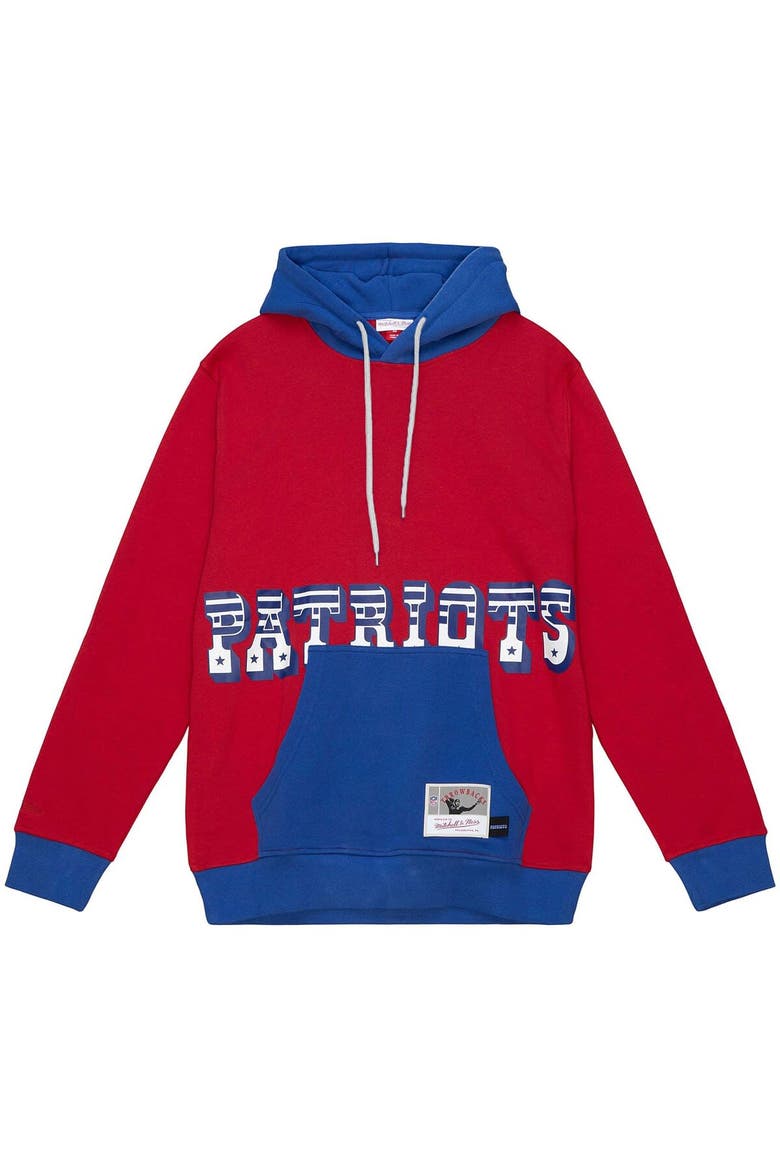 Men's Mitchell & Ness Red/Navy New England Patriots Big & Tall Big Face Pullover Hoodie, Alternate, color, Red