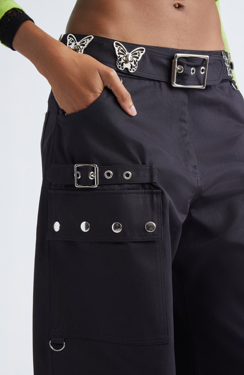 Chopova Lowena Thunderhull Belted Straight Leg Trousers, Alternate, color, Black