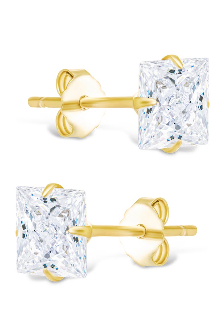 Princess Cut Cubic Zirconia Stud Earrings, Alternate, color, GOLD