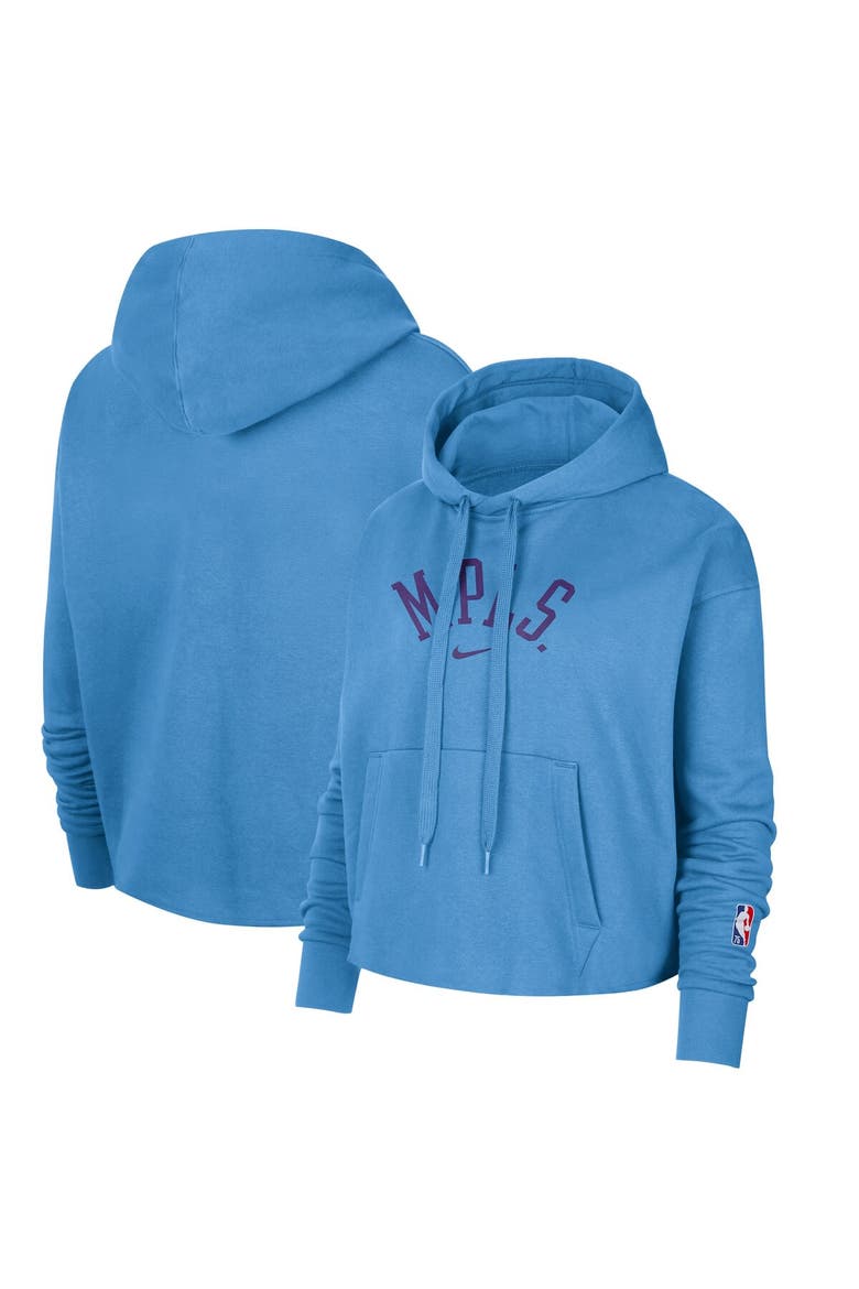 Women's Nike Powder Blue Los Angeles Lakers 2021/22 City Edition Essential Logo Cropped Pullover Hoodie, Main, color, Powder Blue