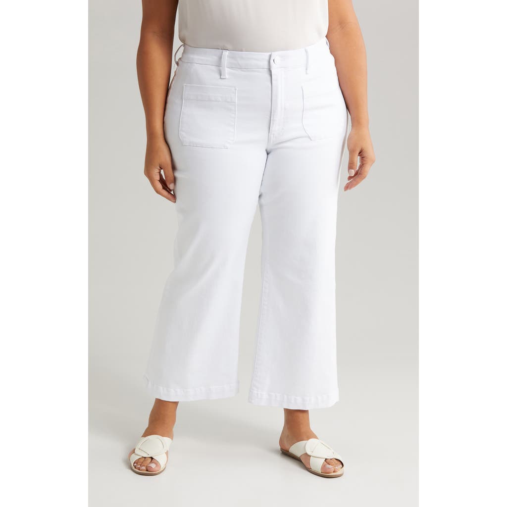 Kut From The Kloth Meg Patch Pocket High Waist Ankle Wide Leg Jeans In Optic White