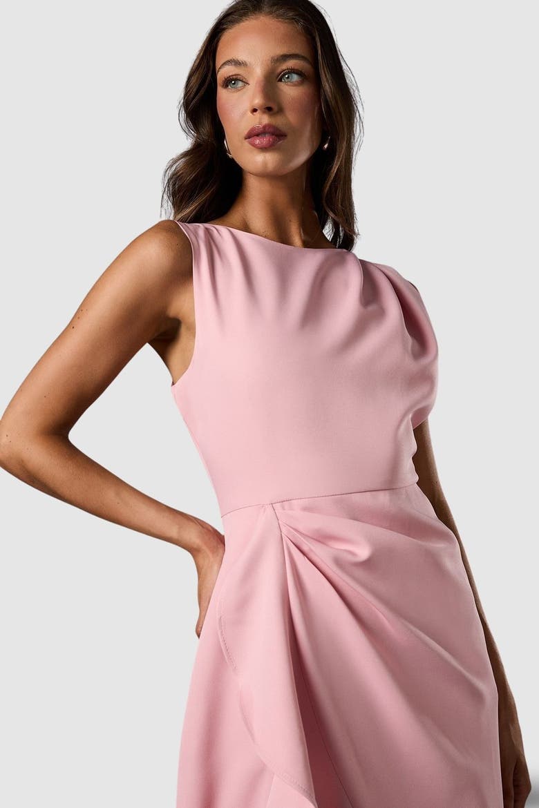 Waterfall Crepe Midi Dress, Alternate, color, Blush