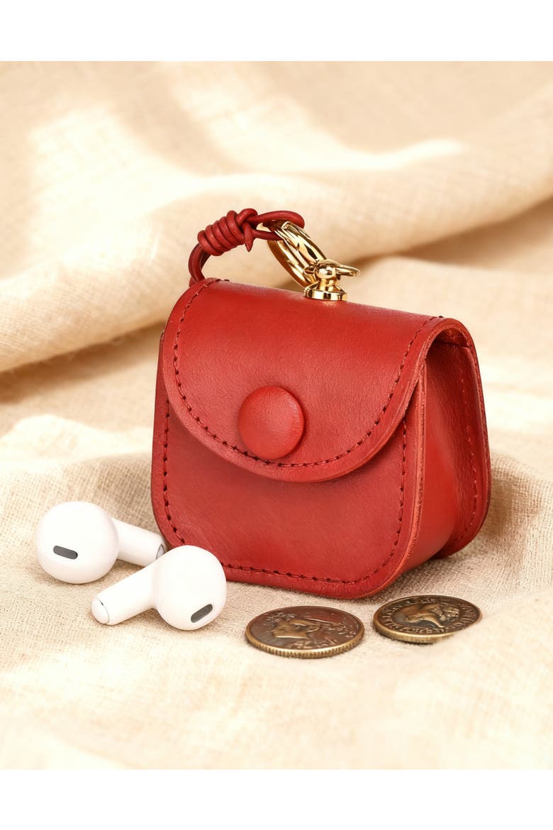 Toti Genuine Leather Mini Structured Charm, Alternate, color, Red