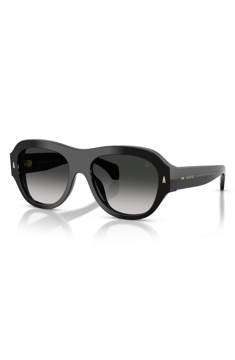 Moncler Elevane 56mm Irregular Sunglasses, Alternate, color, Black / Dark Gradient Grey