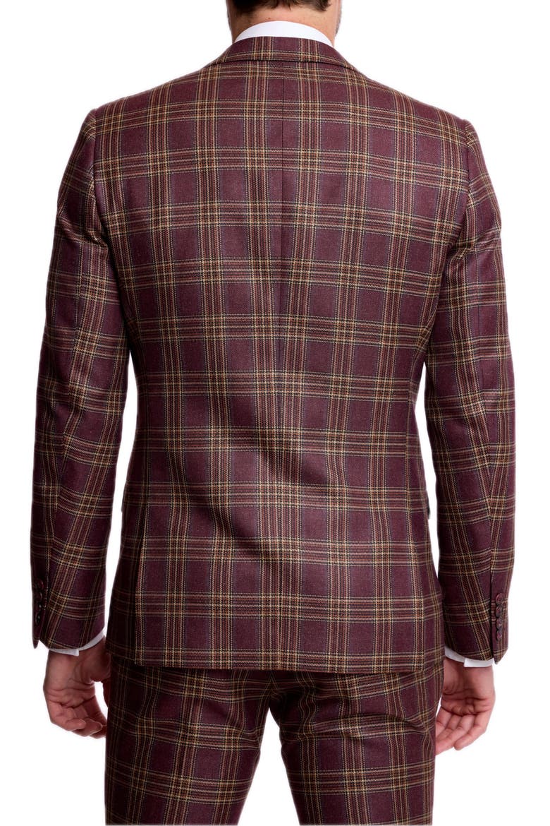 Dover Slim Check Suit Jacket, Alternate, color, BURGUNDY TAN CHECK