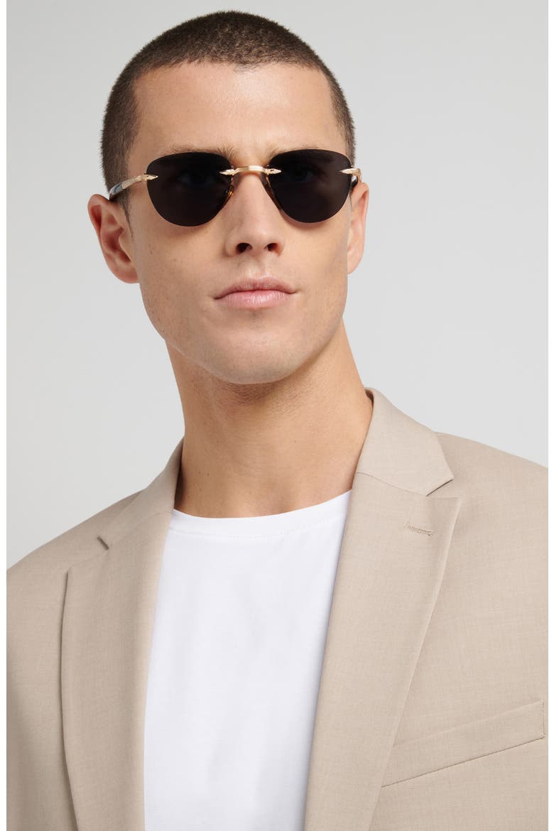 51mm Rimless Square Sunglasses, Alternate, color, GOLD/ BLACK/ GREY