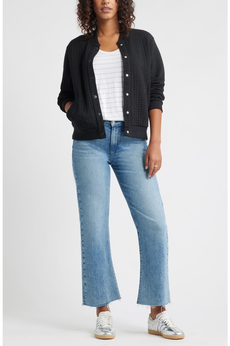 Quilted Cotton Bomber Jacket, Alternate, color, BLACK