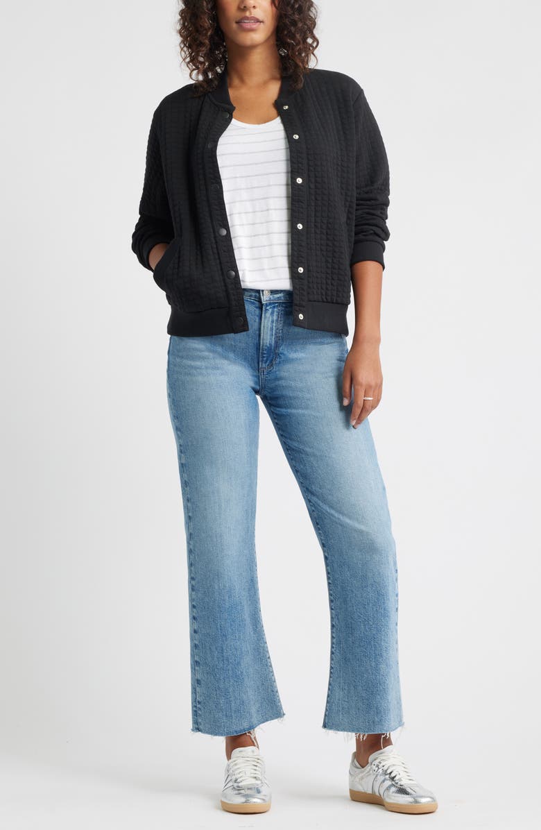 Caslon<sup>®</sup> Quilted Cotton Bomber Jacket, Alternate, color, Black