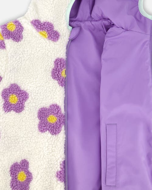 Deux Par Deux Reversible Mid-season Jacket Flower In White