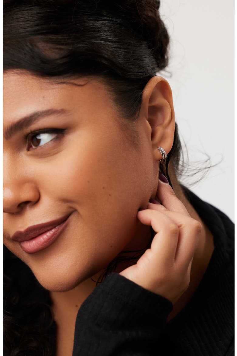 Double Hoop Earrings - Toda Mini Silver, Alternate, color, Silver