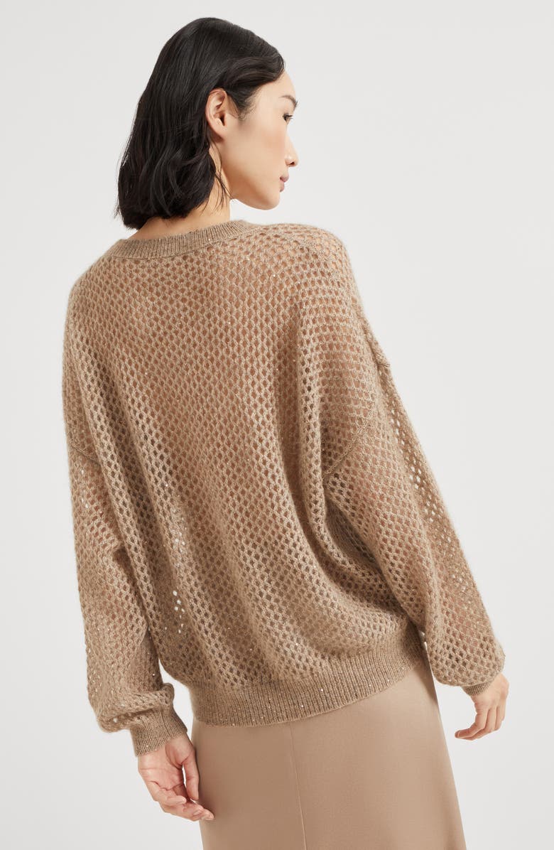Brunello Cucinelli Dazzling Mesh sweater, Alternate, color, Hazelnut